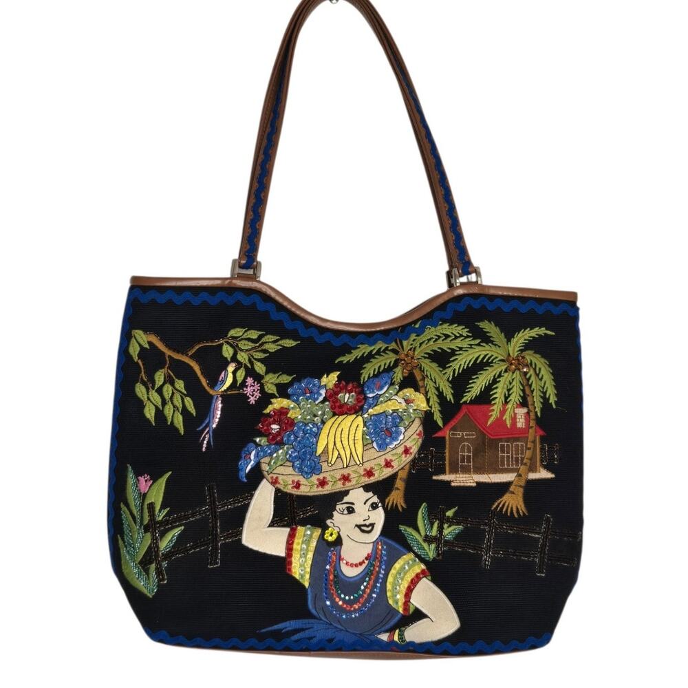 Isabella Fiore Womens Carmen Miranda Bag Tropical Beaded Fruit Novelty Kitsch